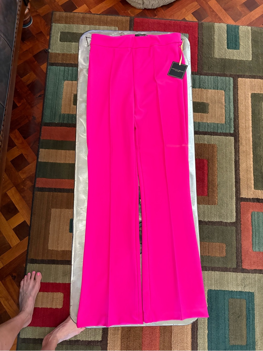 Christian Siriano Neon Pink Wide-Leg Trousers